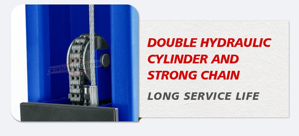 Double hydraulic cyliner and strong chain