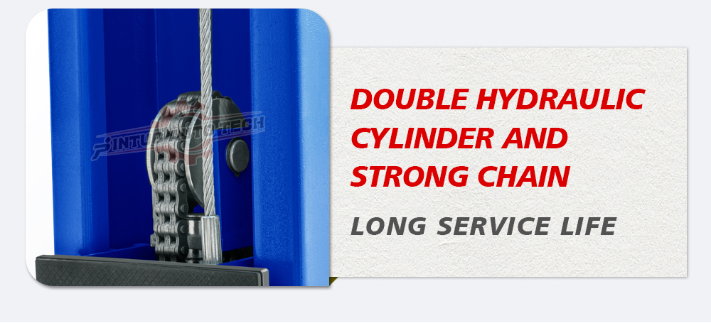 Double hydraulic cyliner and strong chain