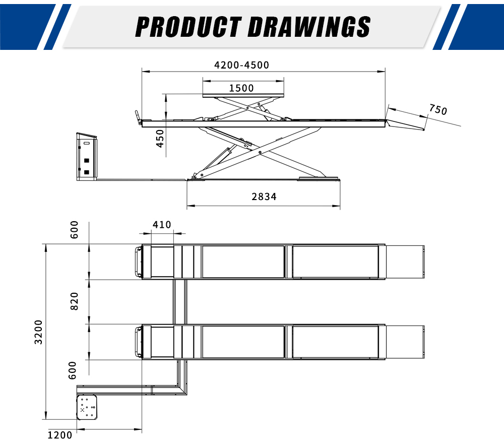 ULTRA THIN SCISSOR CAR LIFT DRAWINGS