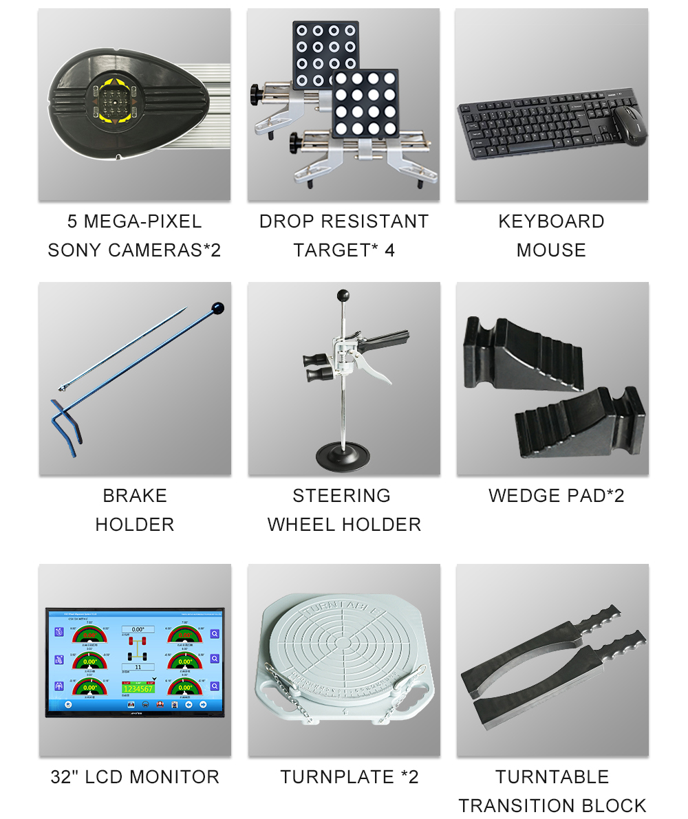 wheel alignment machine accessories display