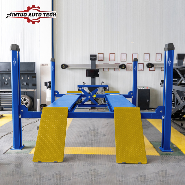 Jintuo Wheel Alignment 4 Posts Car Lift Electric Hydraulic Four Posts Car Lifts for Car Repair