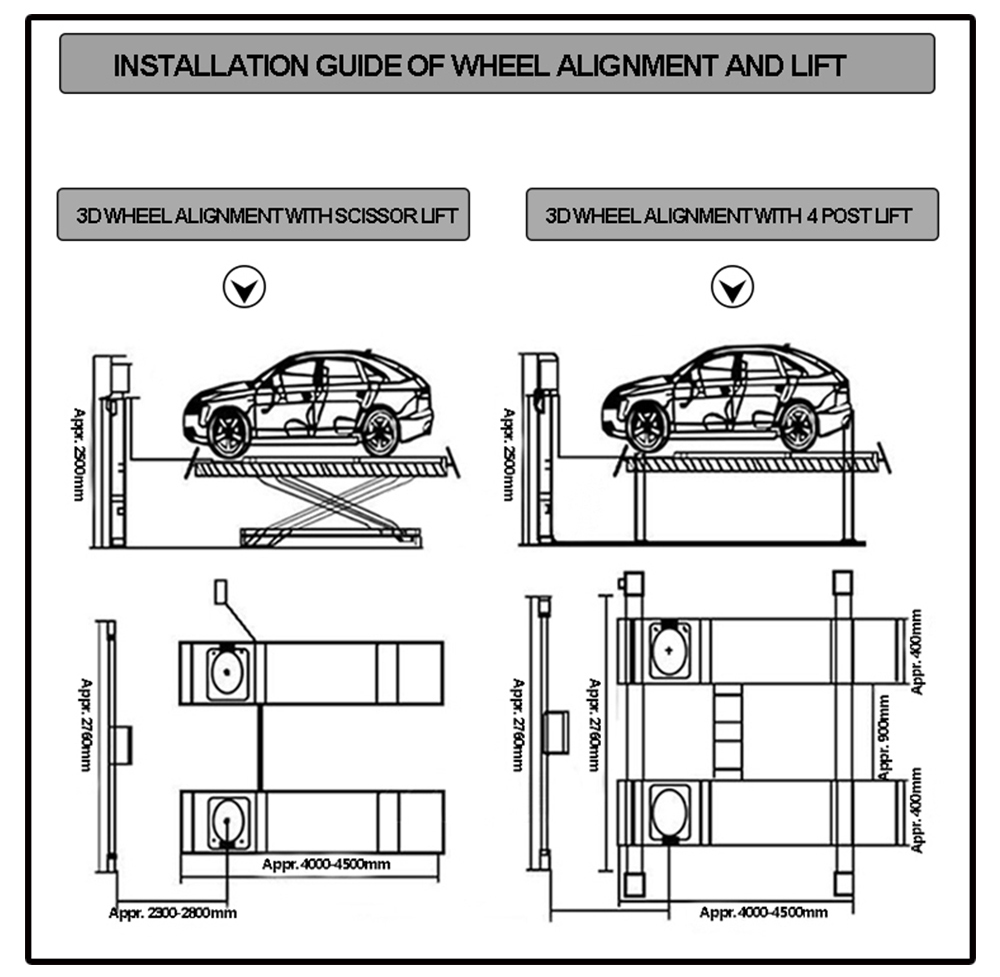 wheel alignment and car lift product drawings