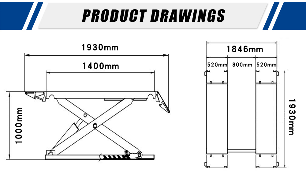  Movable Mid-Rise Scissor Car Lift Drawings