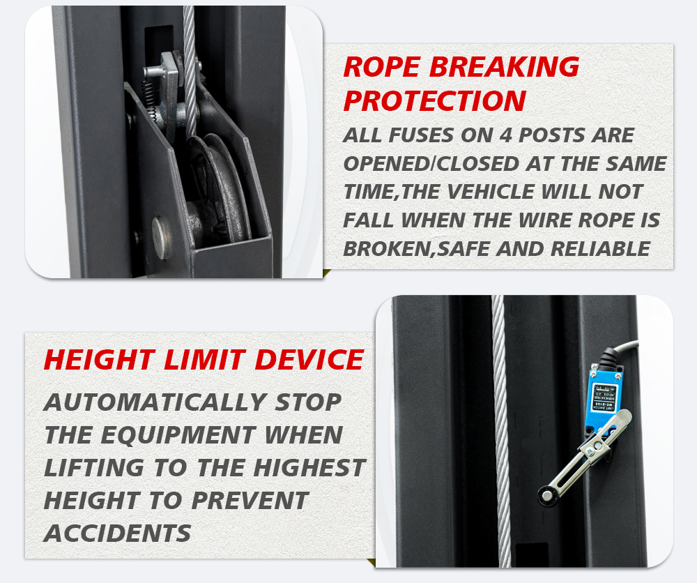 Rope breaking protection & height limit device