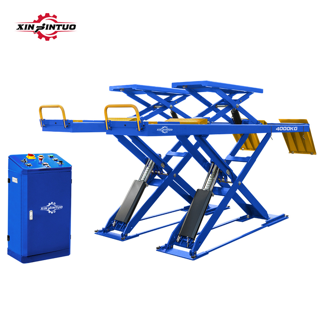 Jintuo 4000 Kg Capacity Four Cylinders Full Rise Ultra Thin Wheel Alignment Scissor Car Lift with CE
