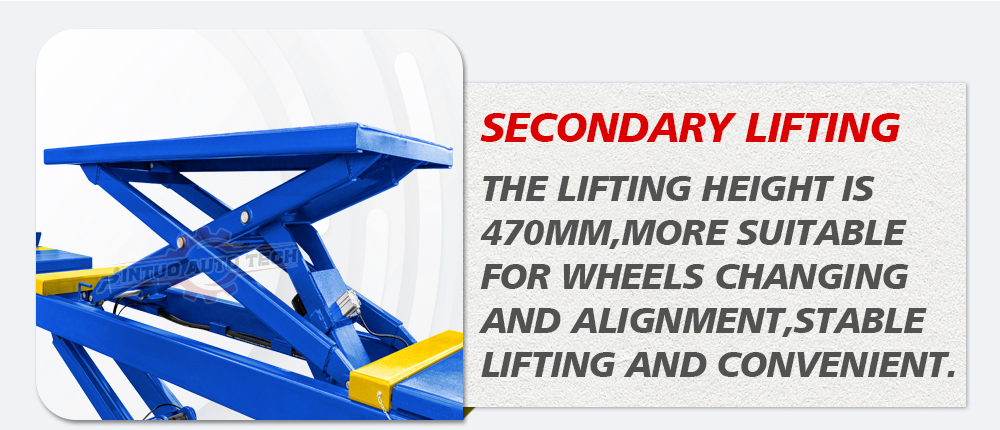 large wheel alignment scissor car lift secondary lifting