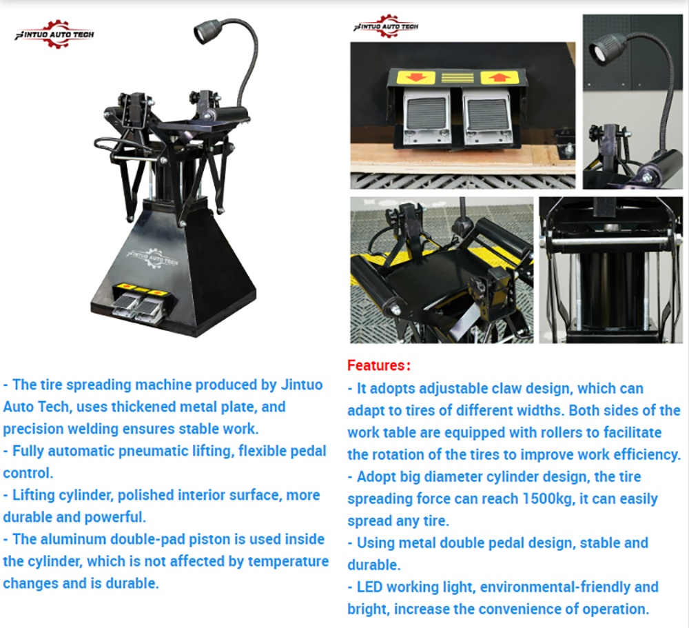 Tire spreading machine