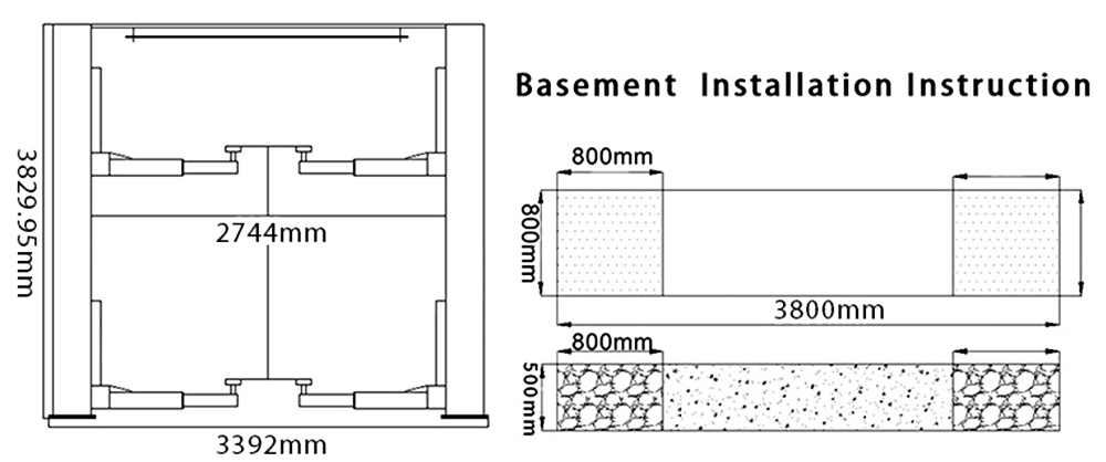 2 post lift product drawings